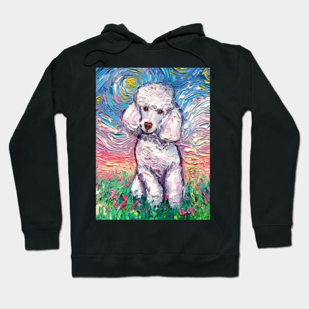 White Toy Poodle Night Hoodie by sagittariusgallery